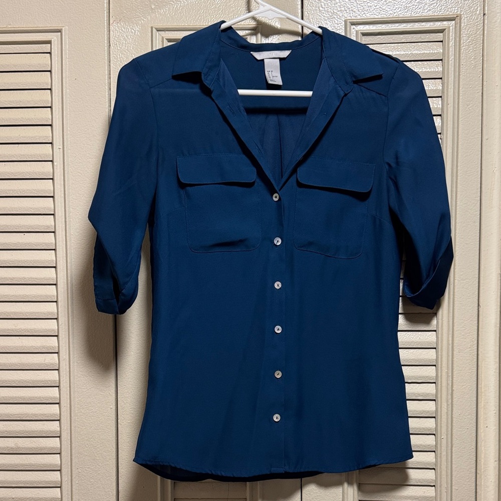 H&M Deep Navy Button-Down Shirt
